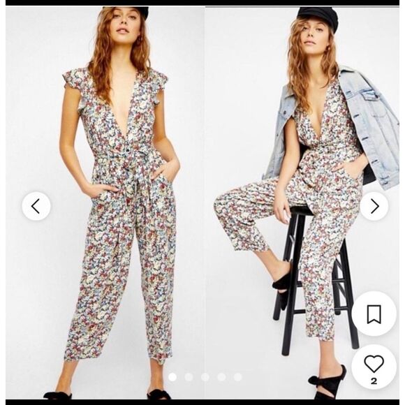 Free People Ruffle your Feathers Jumpsuit XS - Picture 2 of 6